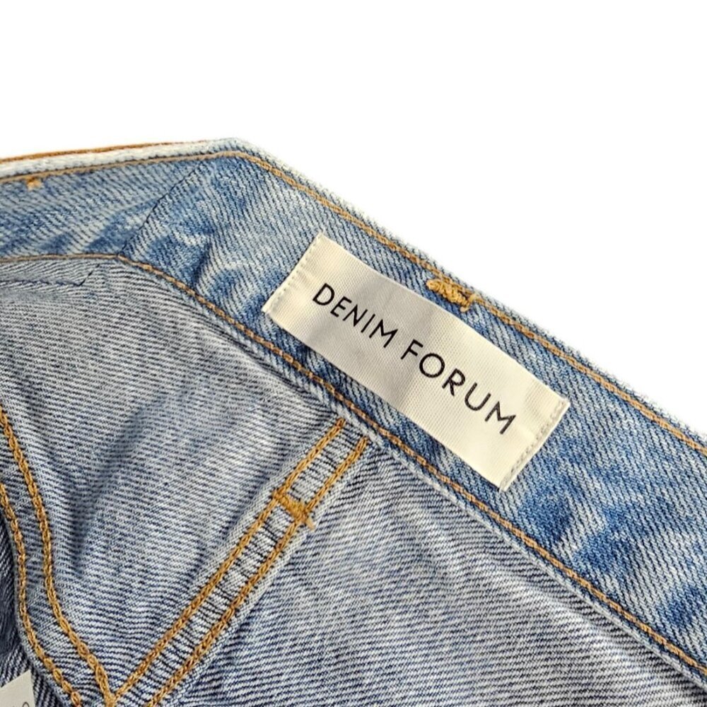 Denim Forum The BF High Rise Loose Jeans, Button Fly, Blue, Cotton, Relaxed, 25 - Picture 4 of 11